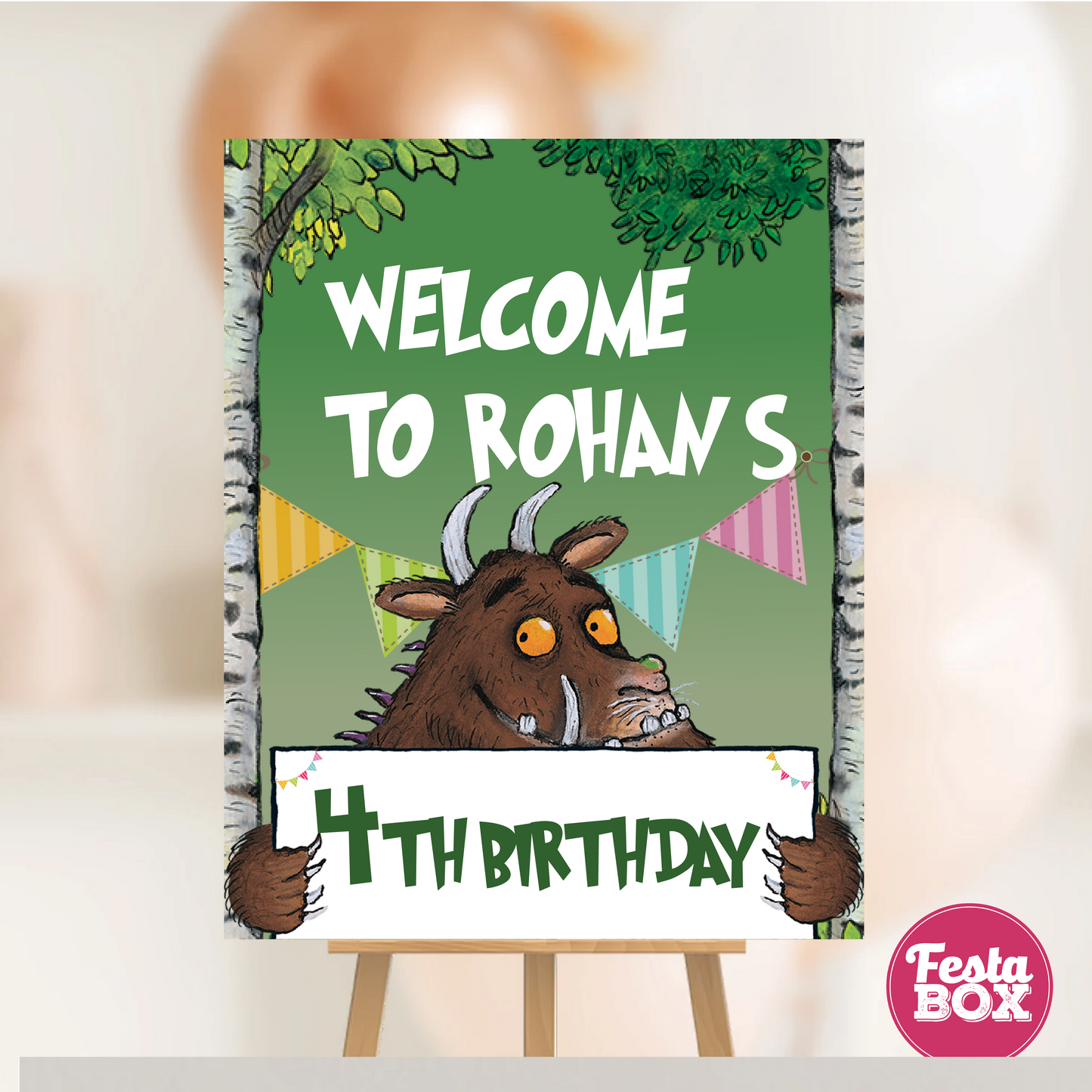 Welcome Sign for Birthday Party Decoration - Gruffalo Theme 