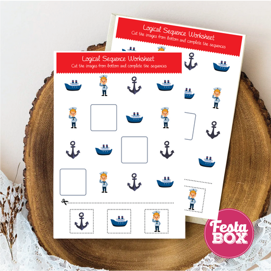 Birthday Party Game - Complete the Sequence - Nautical Theme (Set of 6)