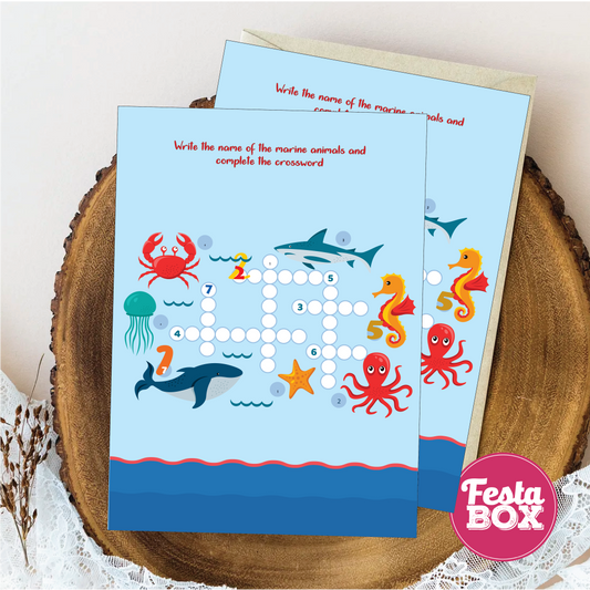 Birthday Game - Crossword Game - Under the Sea Theme (Set of 6)