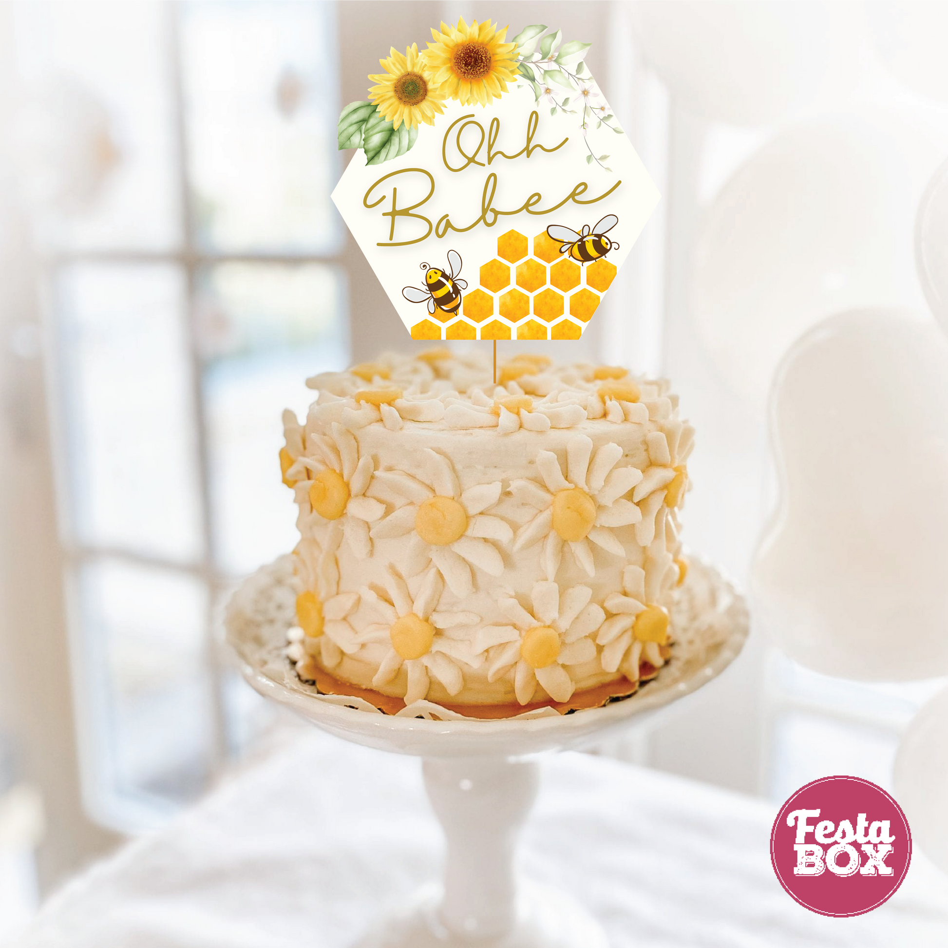 Cake Topper for Baby Shower - Honeybee Collection by Festabox-Option 2