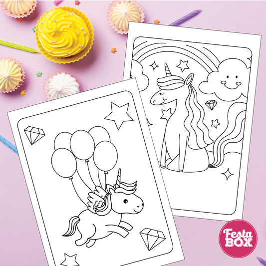 Colouring Sheets for Unicorn Theme by Festabox for Birthday Party Decorations