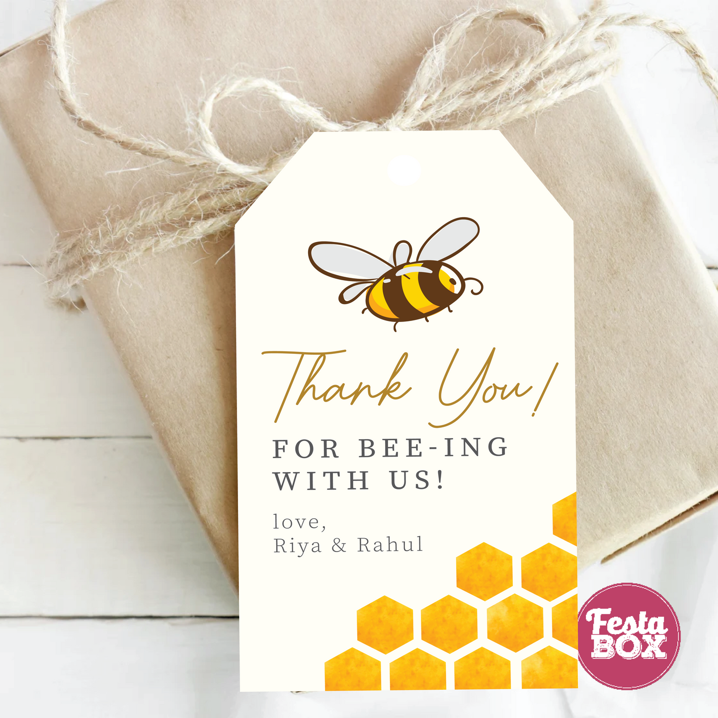 Gift Tags for Baby Shower - Honeybee Collection by Festabox - Option 3
