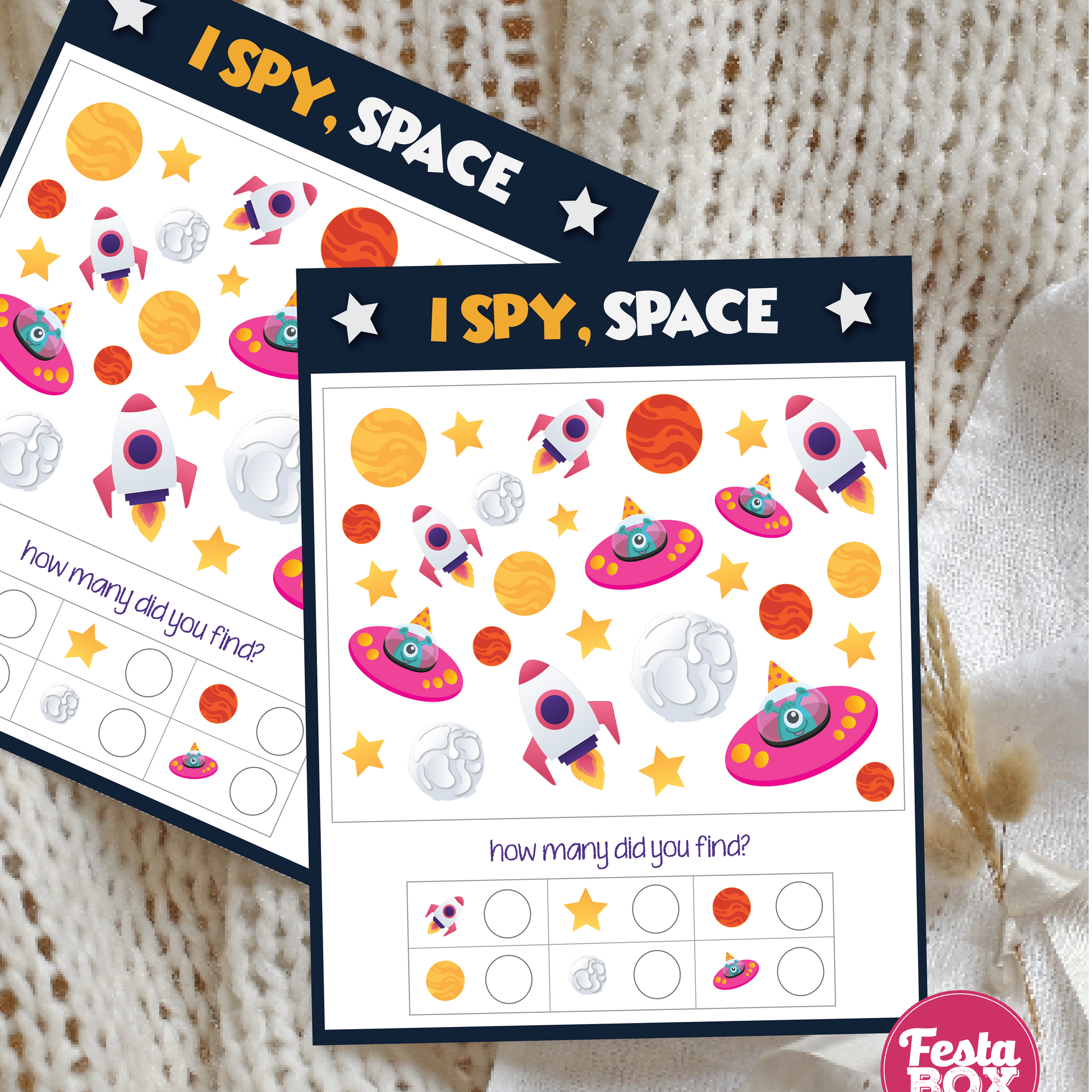 I Spy Game under Space Theme by Festabox for Birthday Party Decorations