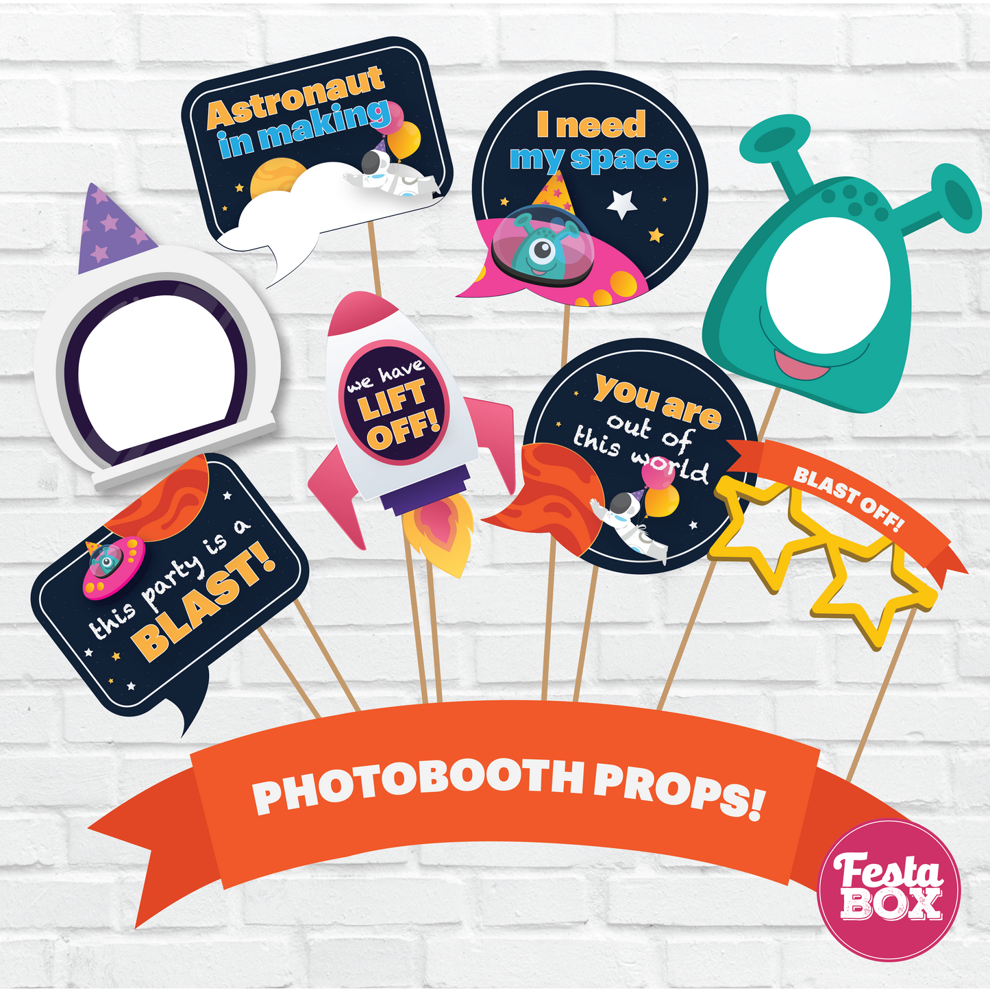 Photo Props under the Space Theme by Festabox for Birthday Party Decorations