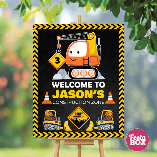 Welcome Sign for Birthday Party Decoration - Construction Theme