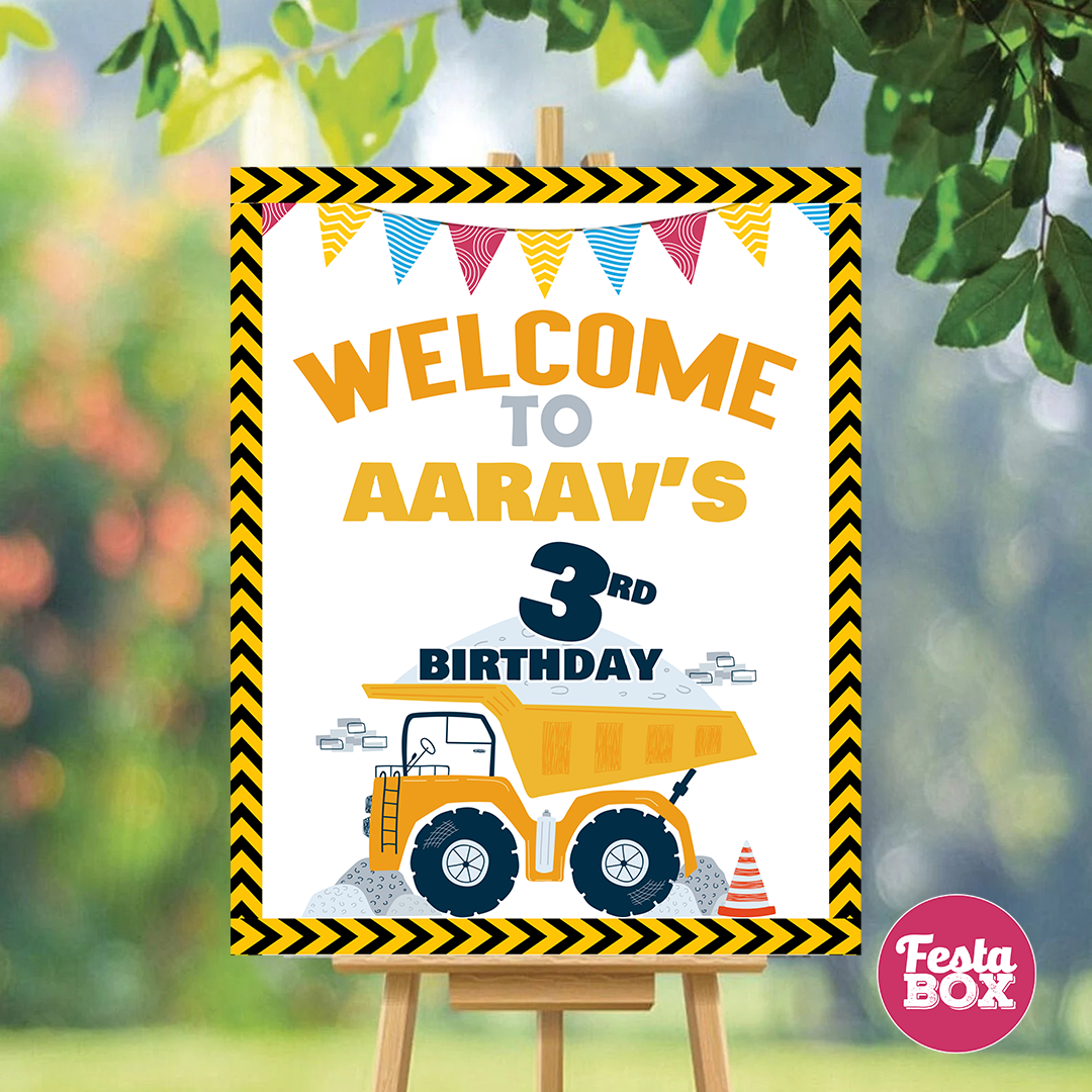 Welcome Sign for Birthday Party Decoration - Construction Theme by Festabox