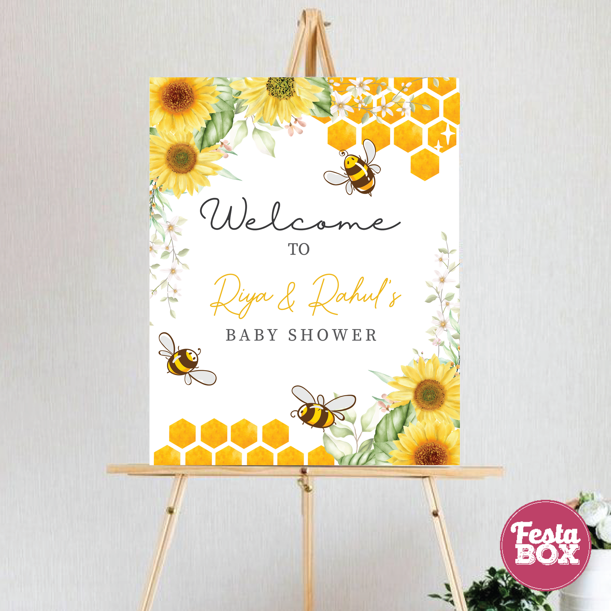Welcome Sign for Baby Shower – Honeybee Collection by Festabox