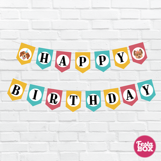 This background banner is part of the Puppy Birthday Party Theme Collection by Festabox.