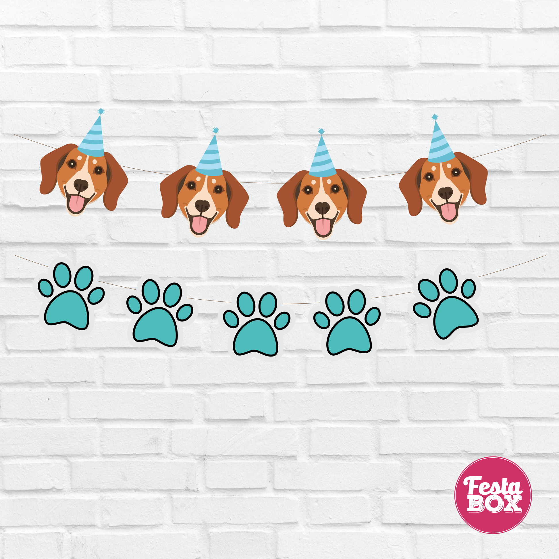 This background banner is part of the Puppy Birthday Party Theme Collection by Festabox.