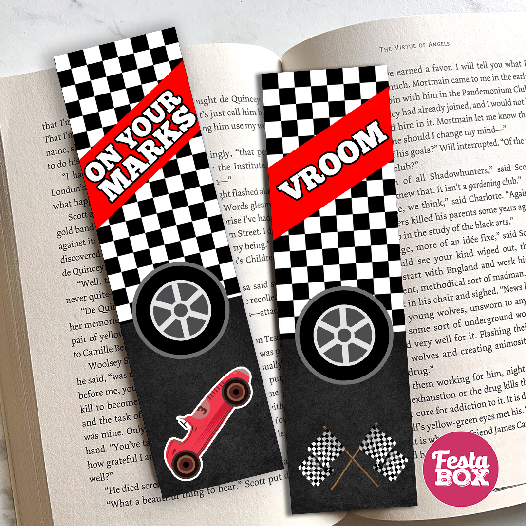 Bookmark – Race Car Party Theme (Set of 6)