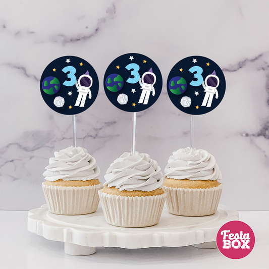 Cupcake Toppers under the Space Theme by Festabox for Birthday Party Decorations
