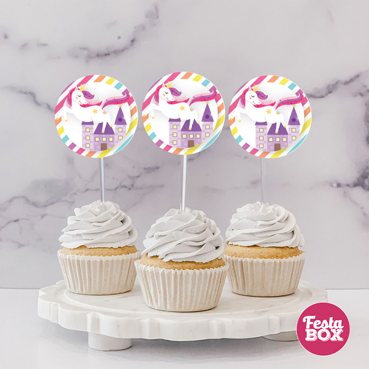 Cupcake Toppers under the Unicorn Theme by Festabox for Birthday Party Decorations