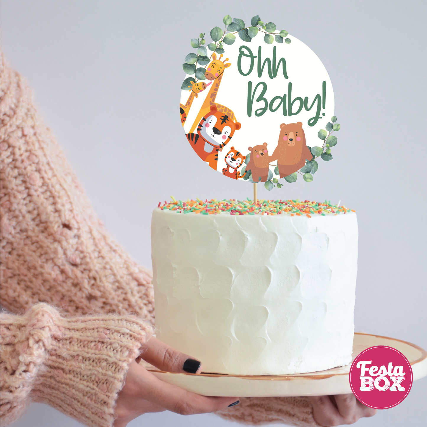 Cake Topper for Baby Shower under the Jungle Safari Theme by Festabox