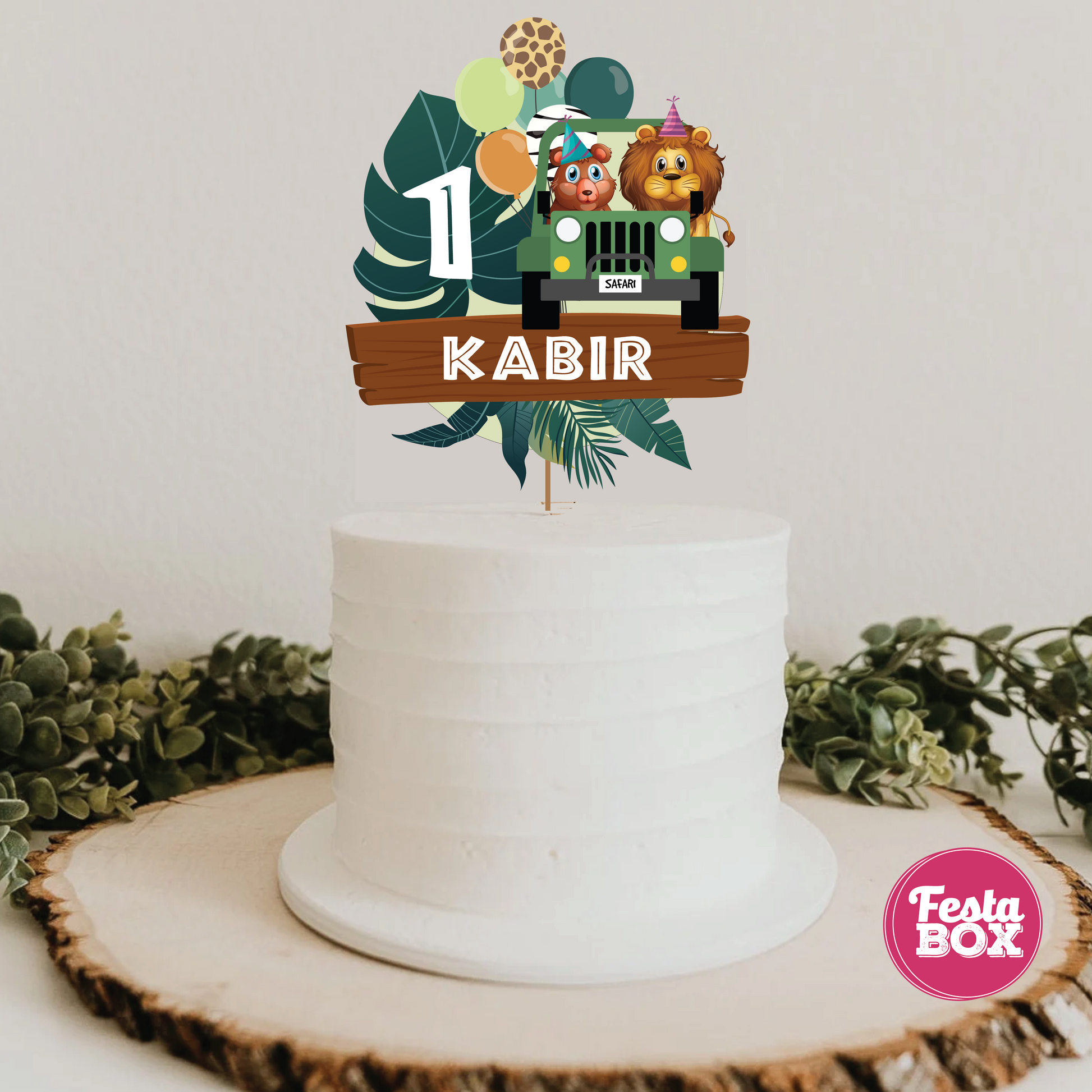 Cake Topper under Jungle Safari Birthday Party Theme Collection by Festabox