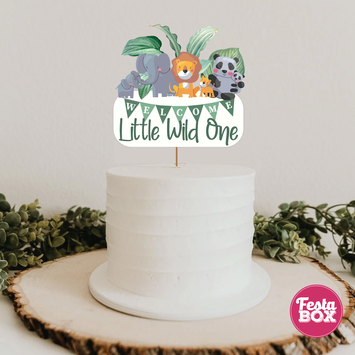 Cake Topper for Baby Shower under the Jungle Safari Theme by Festabox