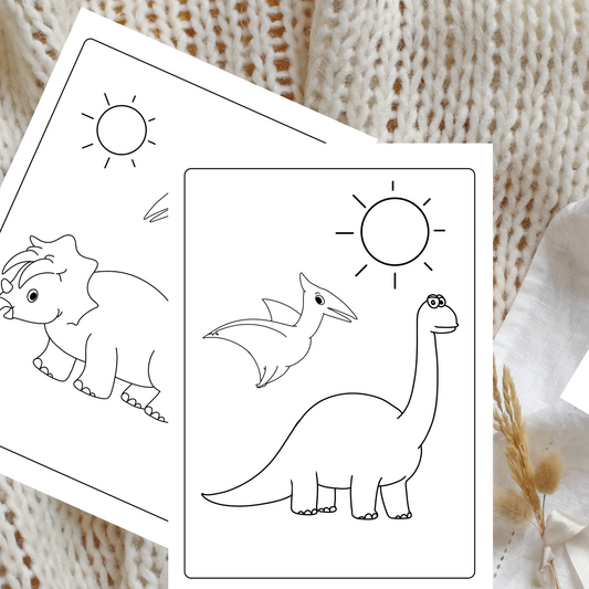 Birthday Game - Colouring Sheet (2 per set) - Dinosaur Theme