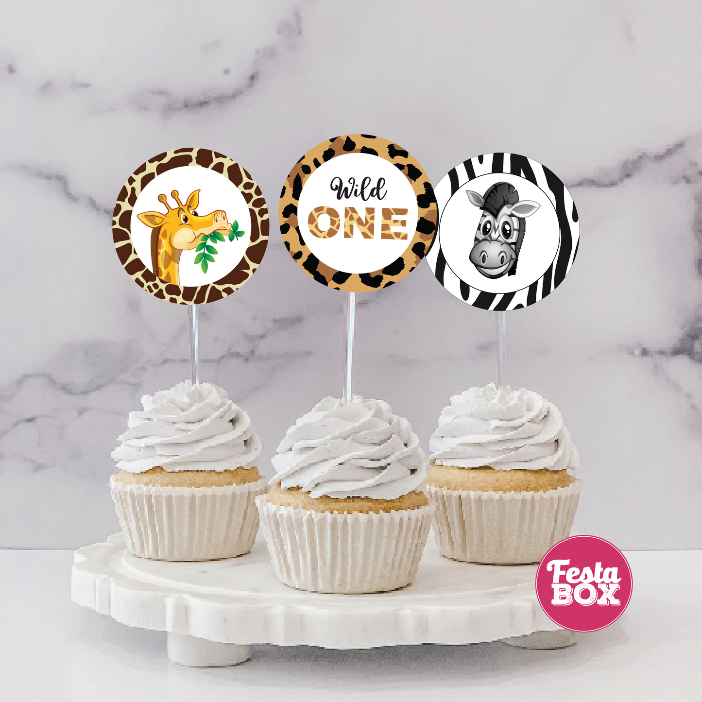 Cupcake Topper under Jungle Safari Birthday Party Theme Collection by Festabox