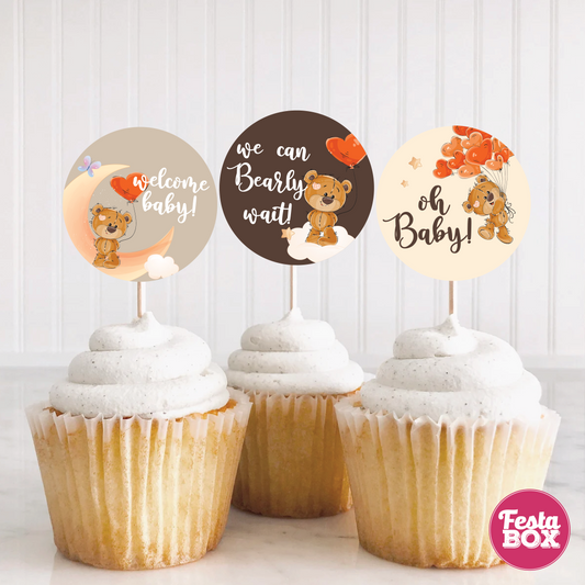 Cupcake Toppers under the Teddy Bear Collection by Festabox for Baby Shower