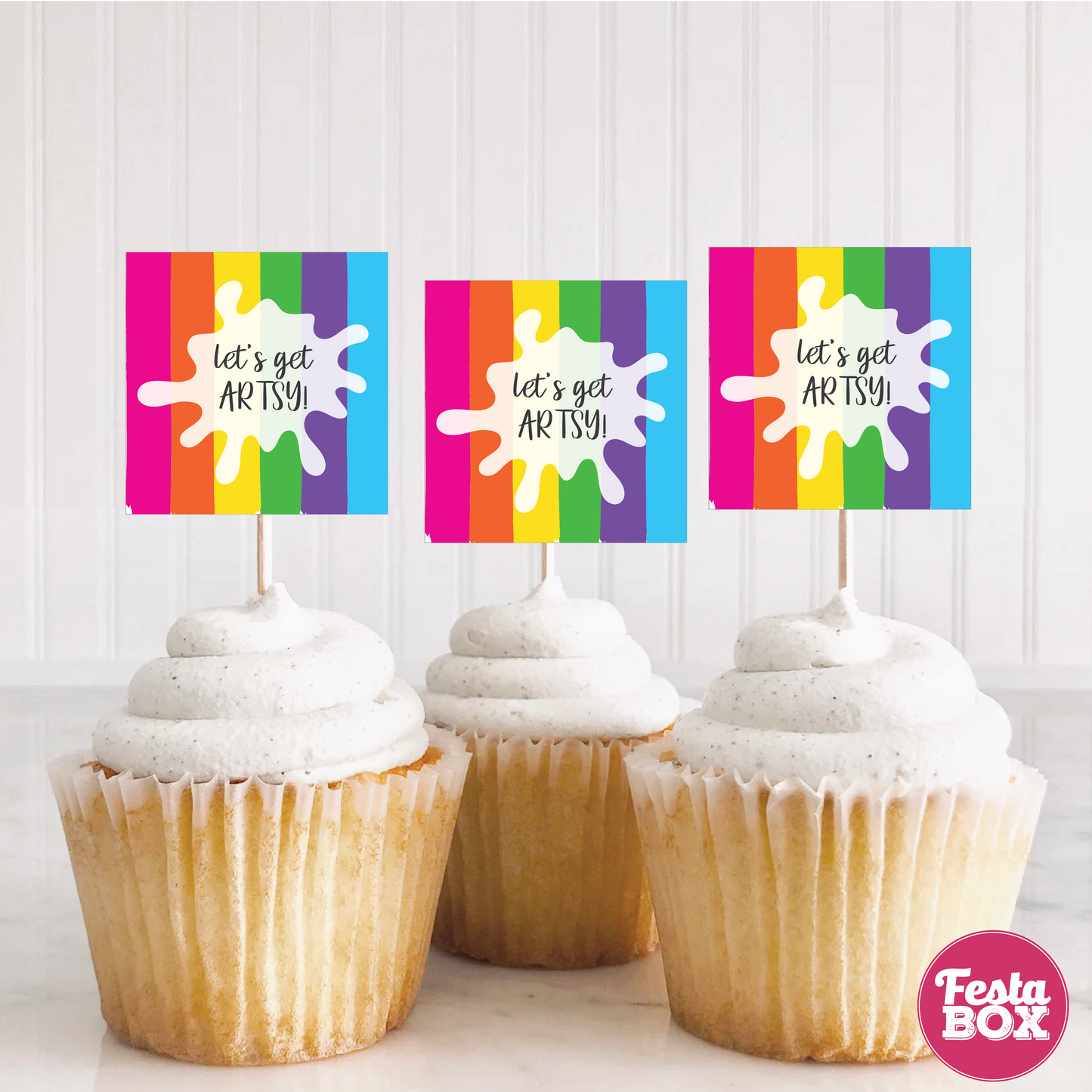 Cupcake Toppers for Baby Shower - Arts Theme by Festabox (Set of 6)