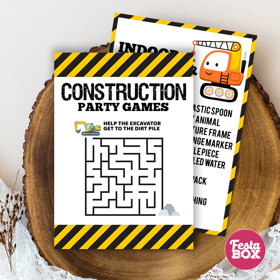 Birthday Game - Find the Way - Construction Theme by Festabox (Set of 6)