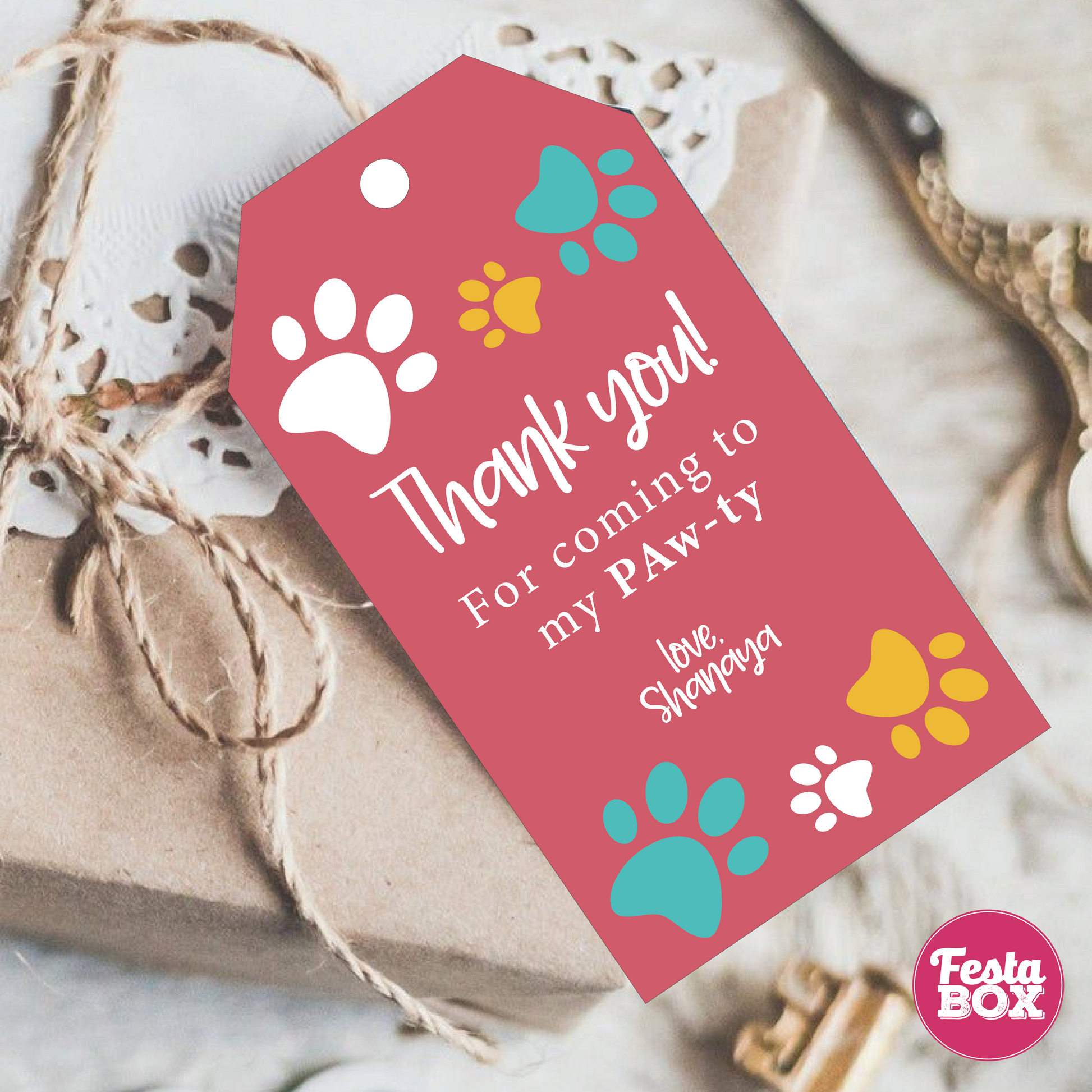 Gift Tags with the Puppy Birthday Party Theme Collection by Festabox
