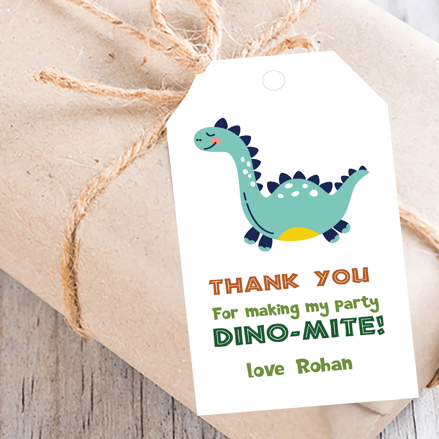 Gift Tags for Birthday Party Decoration - Dinosaur Theme (Set of 6)