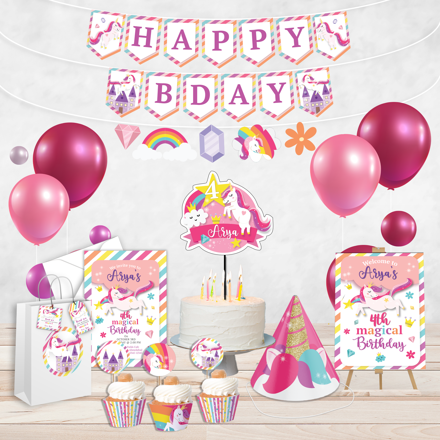 Unicorn Birthday Party Kit (6 or 12 guests)
