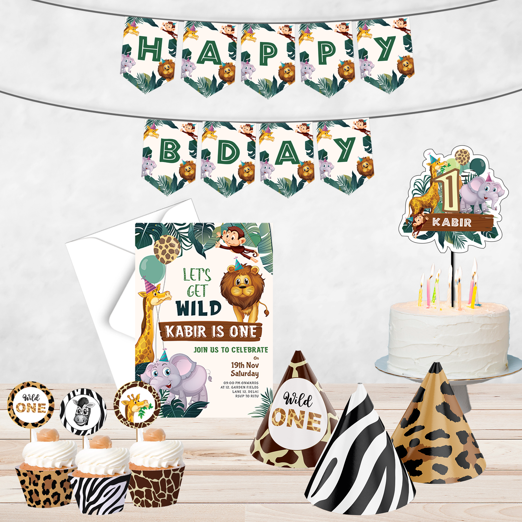Jungle Safari Birthday Party Kit (6 or 12 guests)