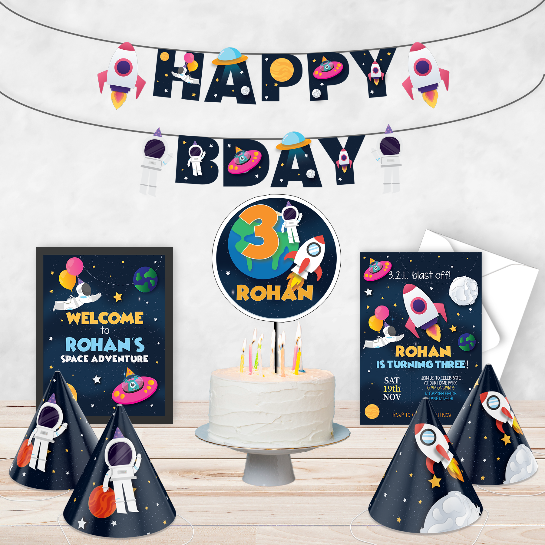 Space Theme Birthday Party Kit (6 or 12 guests)