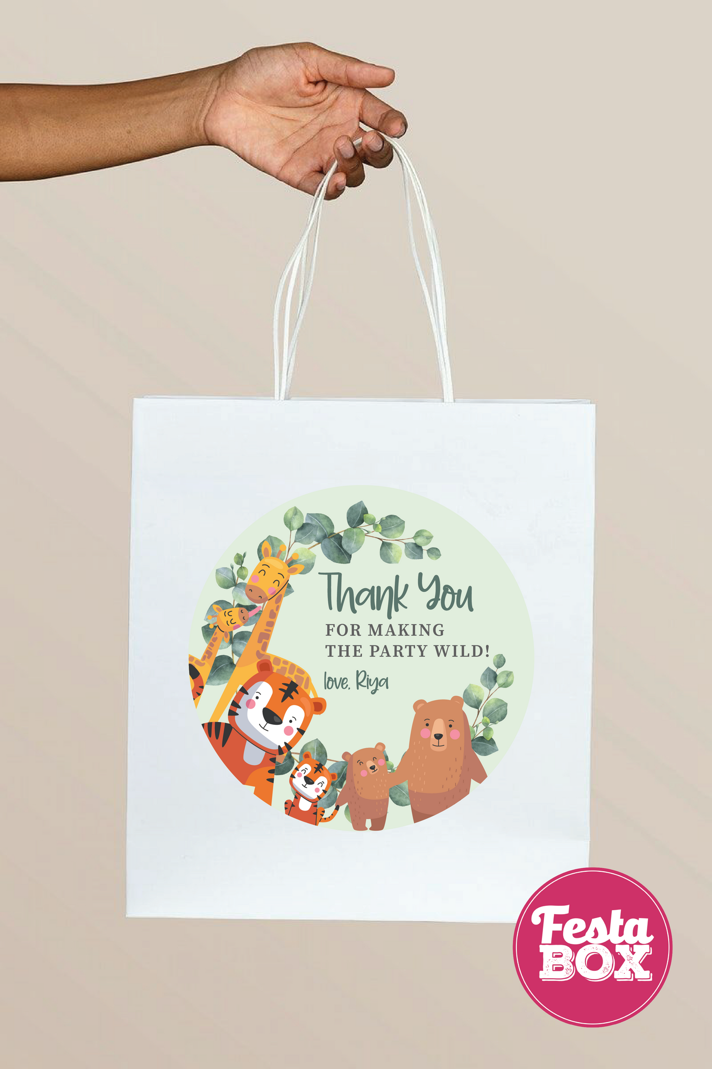 Return Gift Bags under the Jungle Safari theme by Festabox for Baby Shower