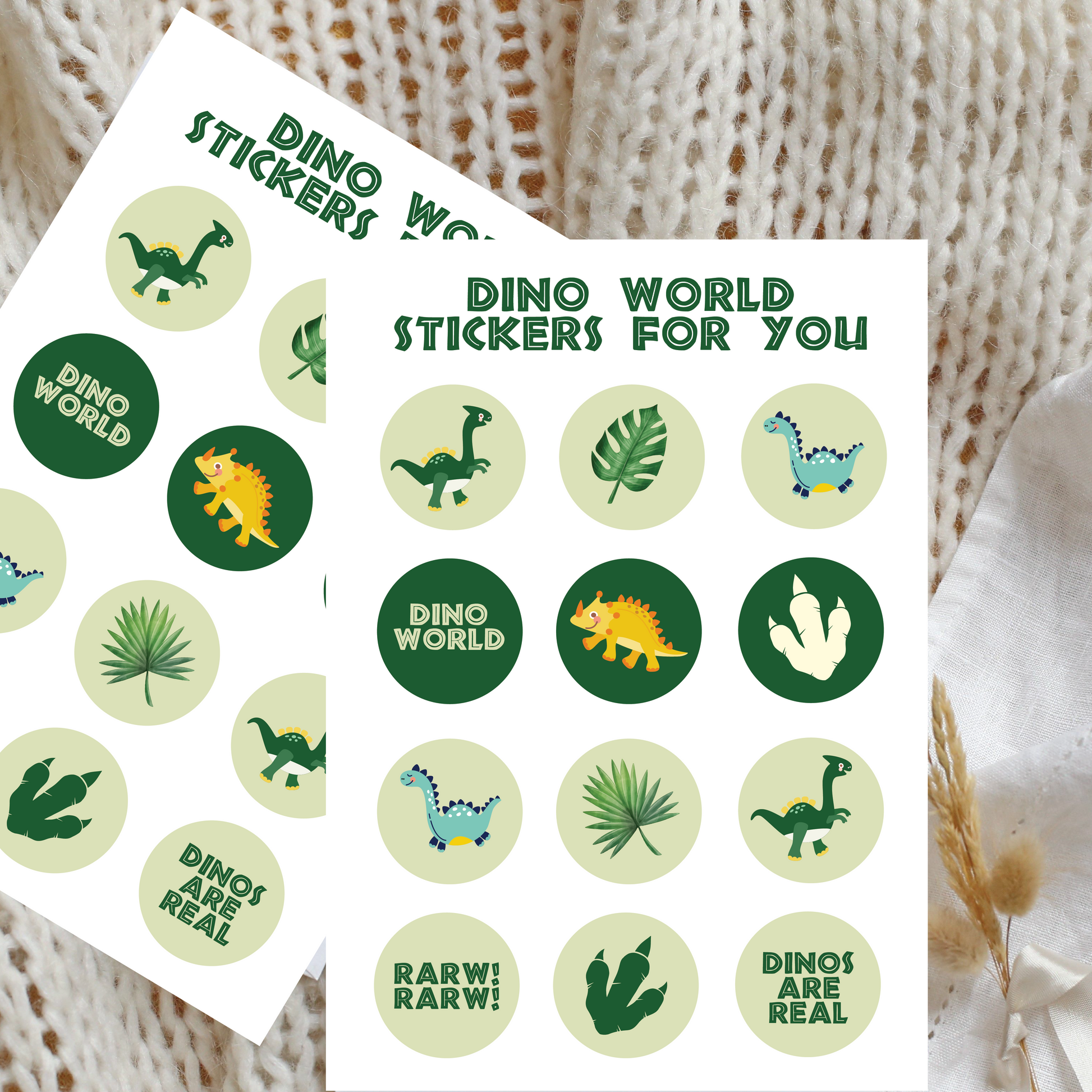 Birthday Game - Sticker Sheets - Dinosaur Theme (Set of 6)