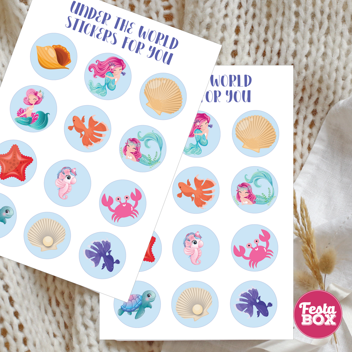 Birthday Game - Sticker Sheets - Mermaid Theme (Set of 6)