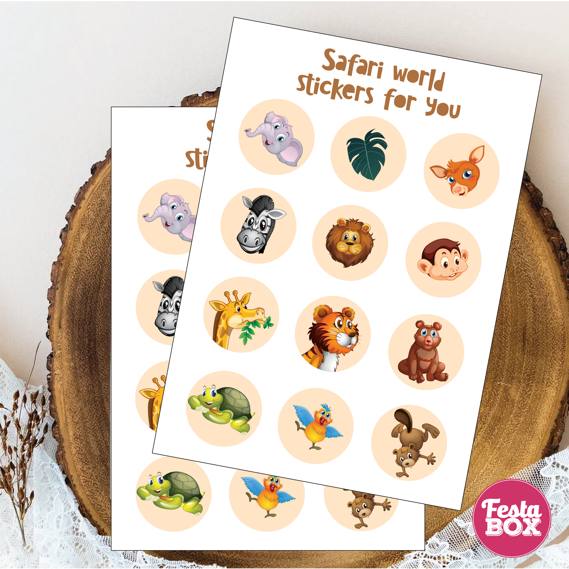Sticker Sheets under Jungle Safari Birthday Party Theme Collection by Festabox
