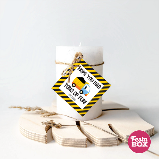 Gift Tags for Birthday Party Decoration - Construction Theme by Festabox (Set of 6)