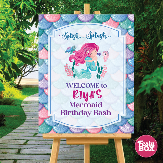 Welcome Sign for Birthday Party Decoration - Mermaid Theme