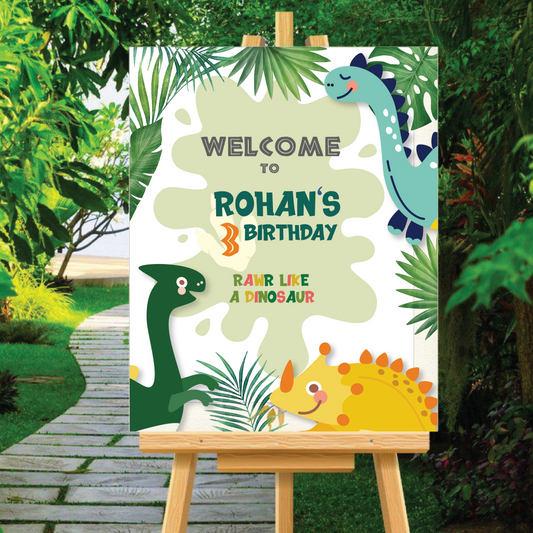 Welcome Sign for Birthday Party Decoration - Dinosaur Theme