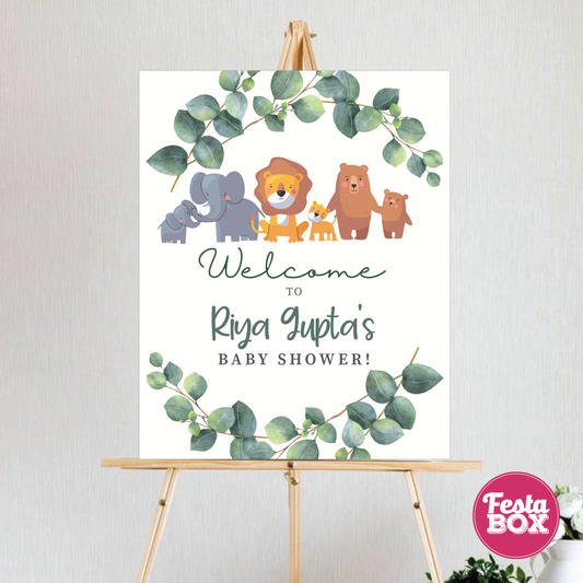 Welcome Sign under the Jungle Safari theme by Festabox for Baby Shower