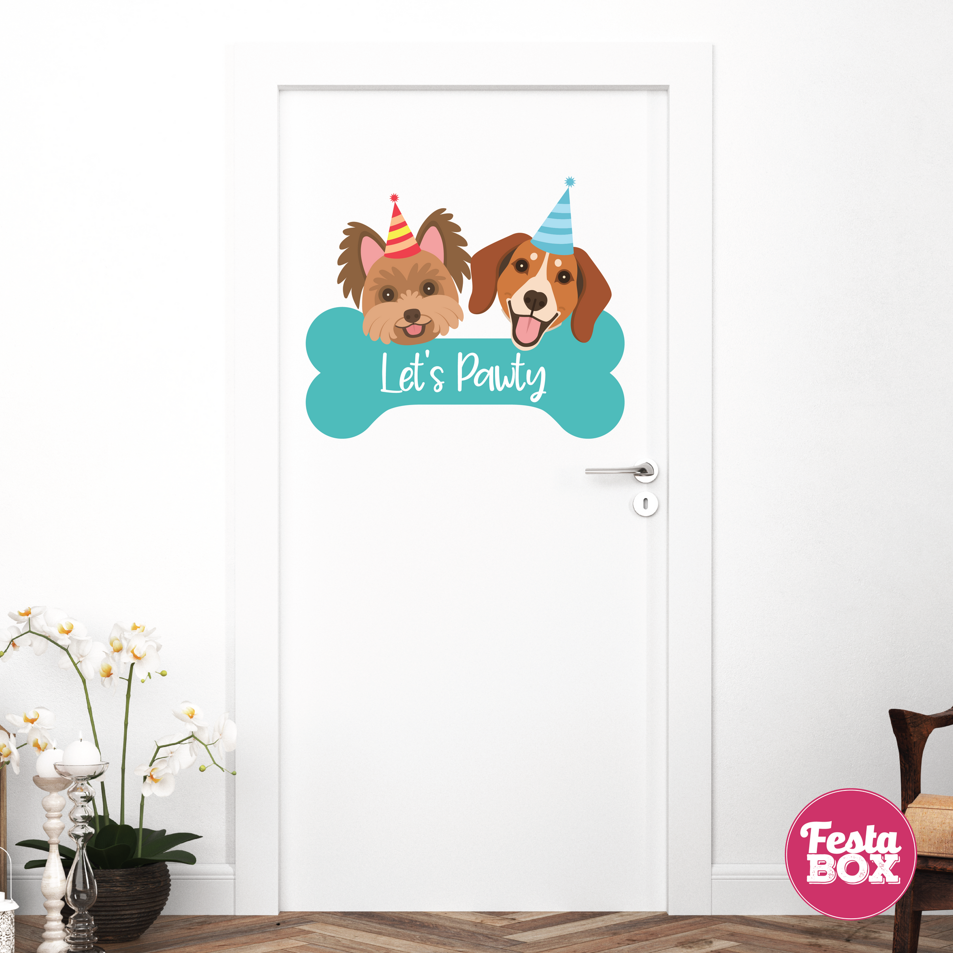 This welcome sign is part of the Puppy Birthday Party Theme Collection by Festabox.